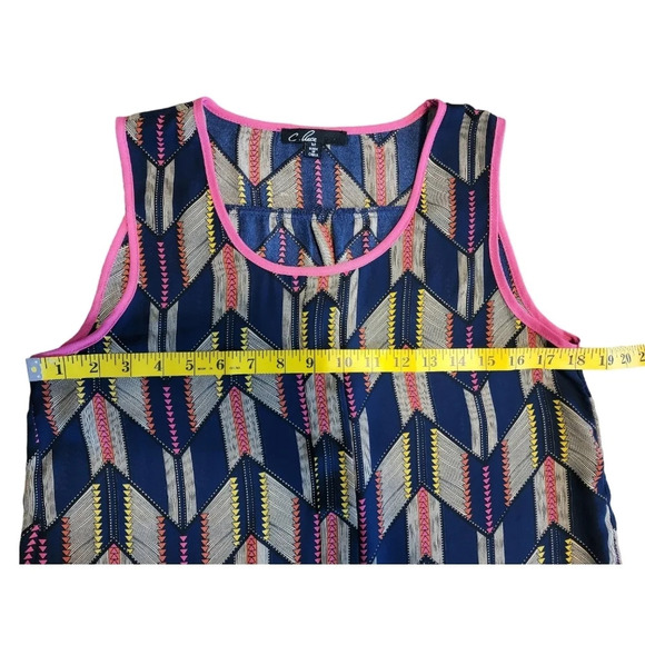 C. Luce Women Pink Sleeveless Blouse Chevron Herringbone Size Medium - Picture 6 of 9